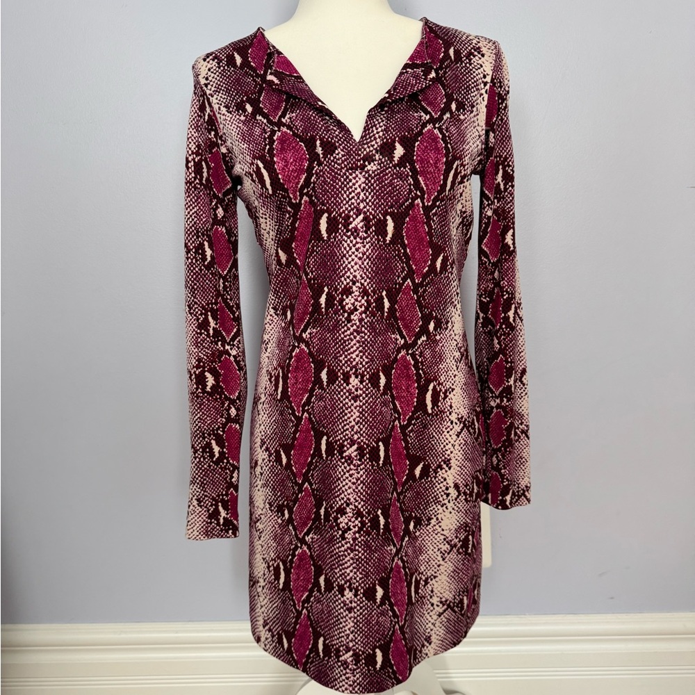DVF Diane Von Furstenberg Red and Black Long Sleeve Wrap Dress